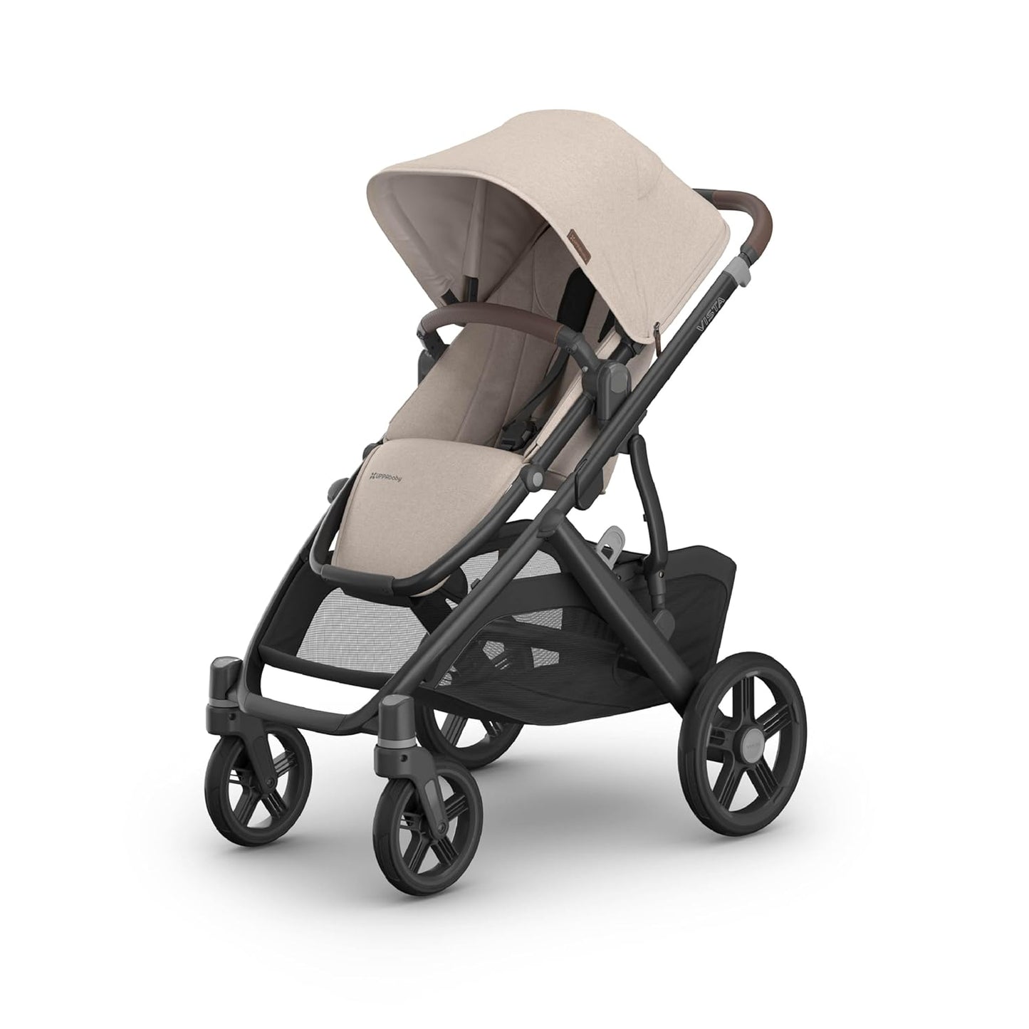 Uppababy Vista V3 Convertible Single-To-Double Stroller for Baby & Toddler, 30+ Configurations, Car Seat Compatible, All-Wheel Suspension, XL Basket – Ada (Sandstone Mélange/Carbon Frame)