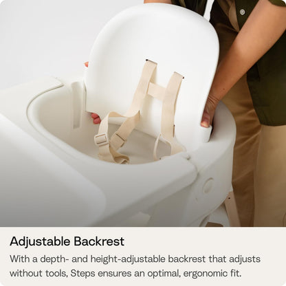Stokke Steps High Chair for Babies & Children from 6 Months to 10 Years – 2-In-1 Adjustable & Ergonomic Design – Removable Baby Set, Tray & Safety Harness – 18.9 X 24.4 X 34.7 – Black/Warm Brown