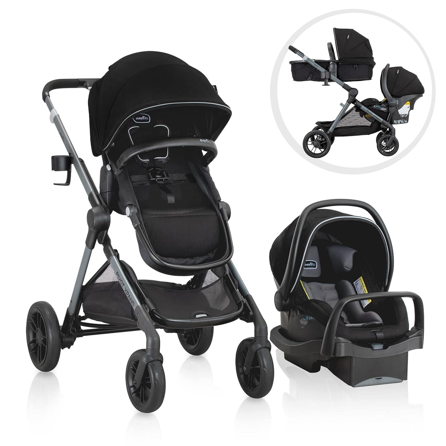 Pivot Xpand Modular Travel System with Litemax Infant Car Seat with Anti-Rebound Bar (Ayrshire Black)