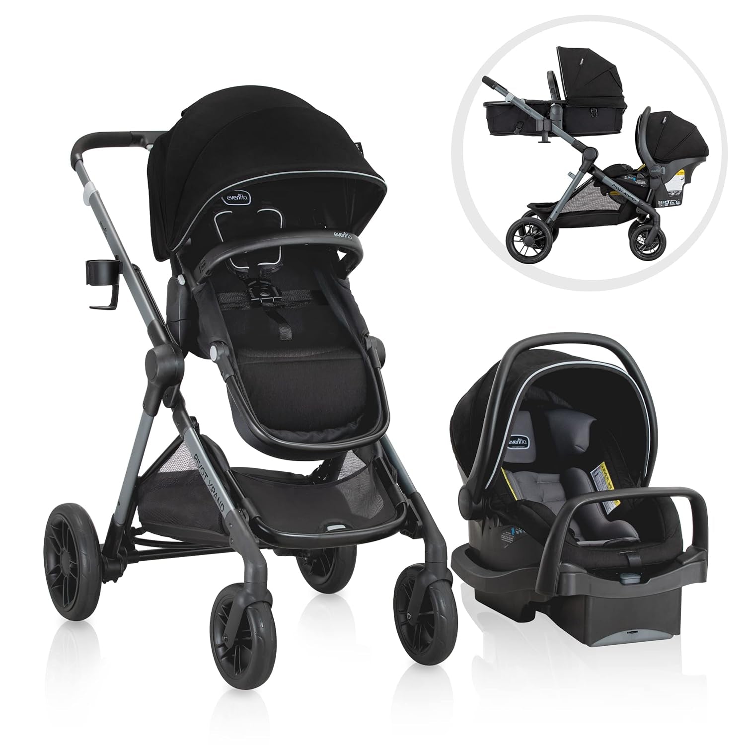 Pivot Xpand Modular Travel System with Litemax Infant Car Seat with Anti-Rebound Bar (Ayrshire Black)