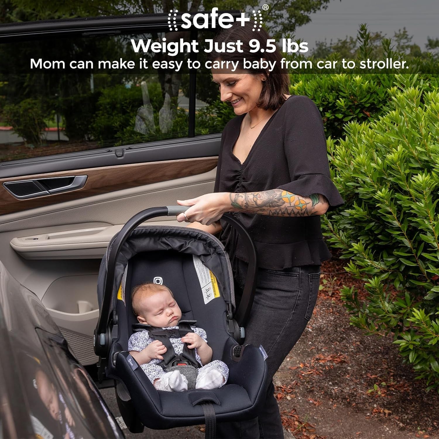 Diono Liteclik 30 R Safeplus Infant Car Seat and Base, Rear-Facing for Infants 4-30Lbs, Safeplus Engineering, with Infant Insert, UPF 50+ Sunshade (Black)