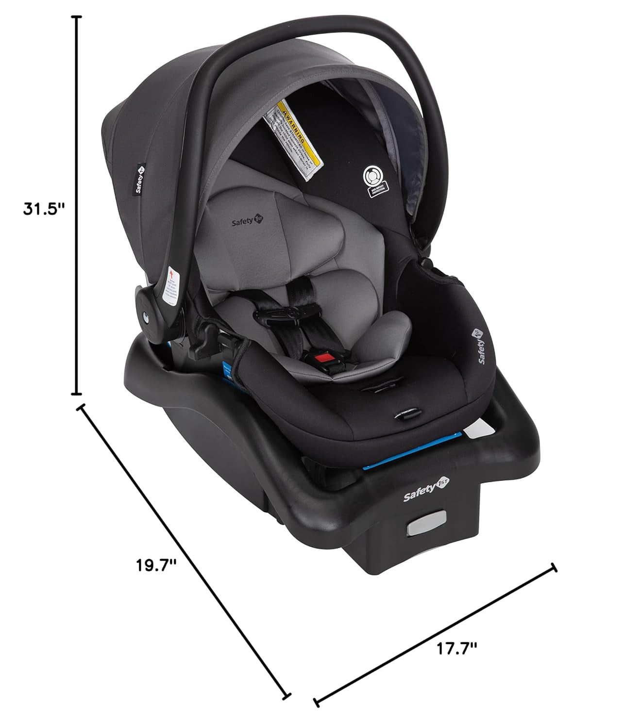 Safety 1St Smooth Ride Travel System Stroller and Onboard FLX Infant Car Seat, Newborn to Toddler Baby Combo, Easy-Install, Large Canopy, Ample Storage, Foldable, Rear-Facing 4-30 Lbs, Monument