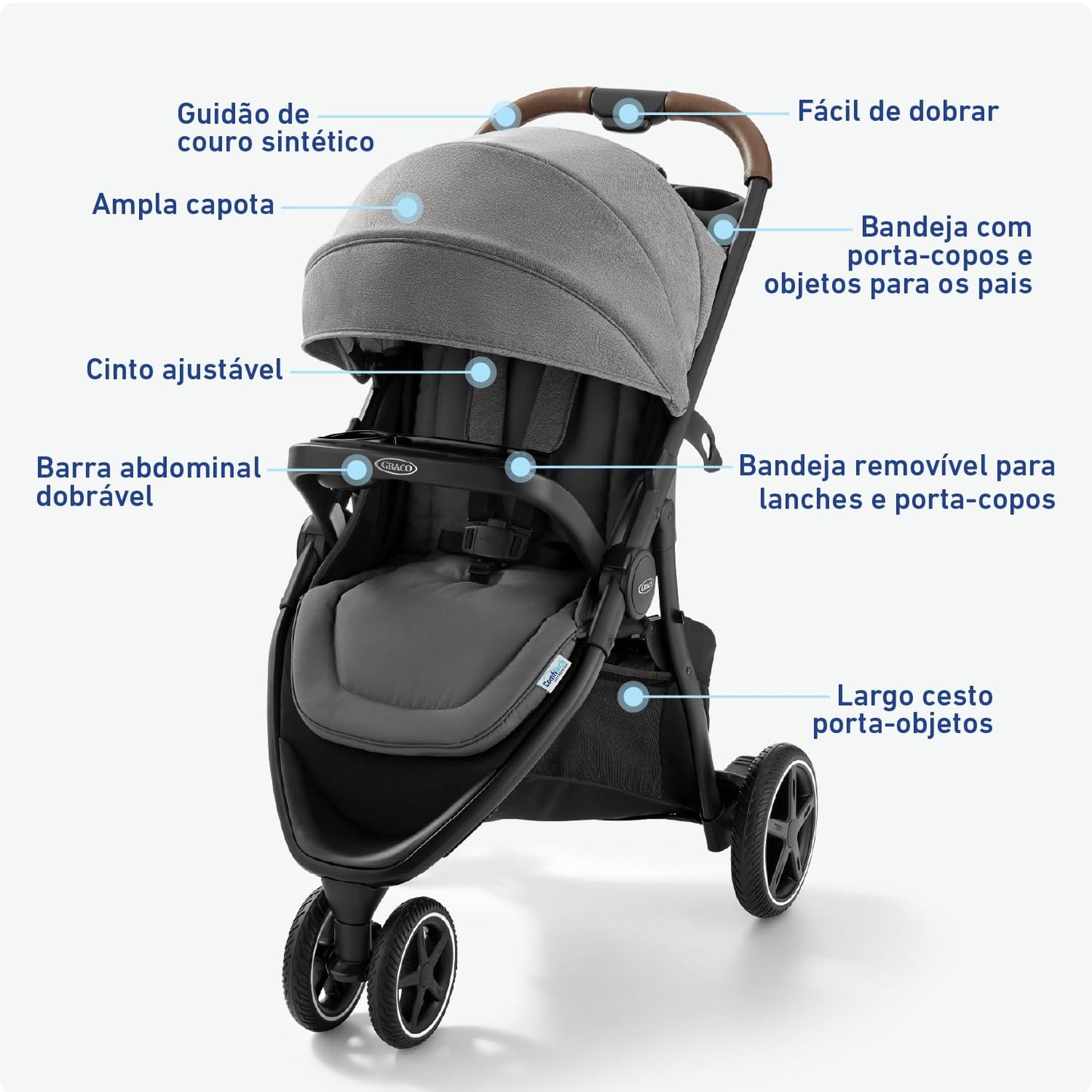 Graco Outpace LX All-Terrain 3-Wheel Baby Stroller, Cohen €” Compatible for Travel System, Easy One-Hand Fold, In-Seat Suspension for Comfortable Ride, Never-Flat Rubber Tires