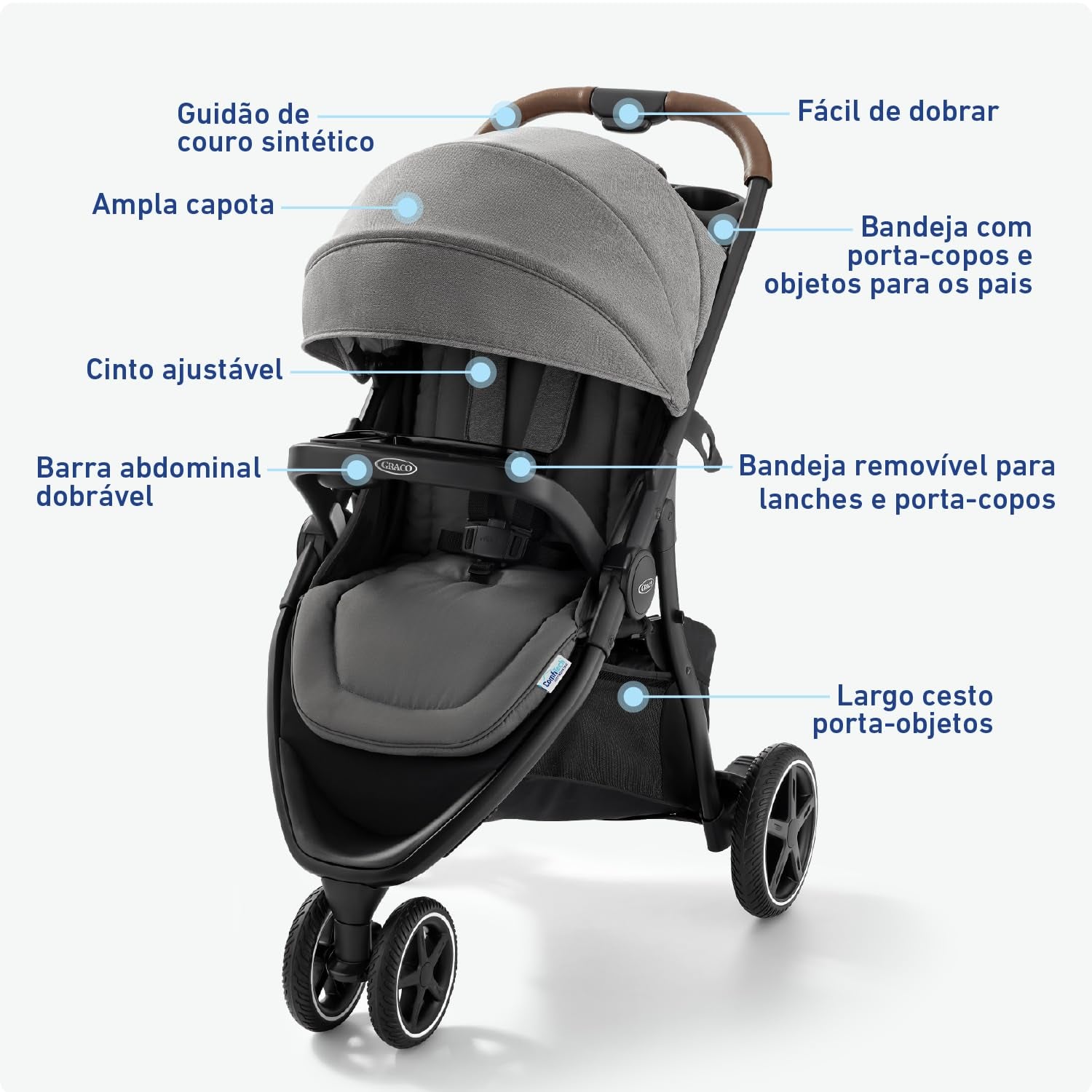 Graco Outpace LX All-Terrain 3-Wheel Baby Stroller, Cohen €” Compatible for Travel System, Easy One-Hand Fold, In-Seat Suspension for Comfortable Ride, Never-Flat Rubber Tires