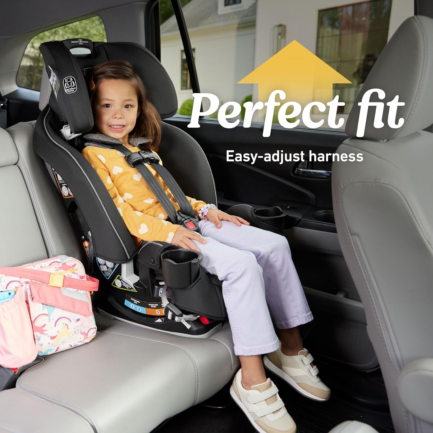 Graco Slimfit 3-In-1 Convertible Car Seat, Ultra-Space-Saving Design, Jarret, Suitable for Rear and Forward-Facing, Highback Booster Seat with 10-Position Headrest