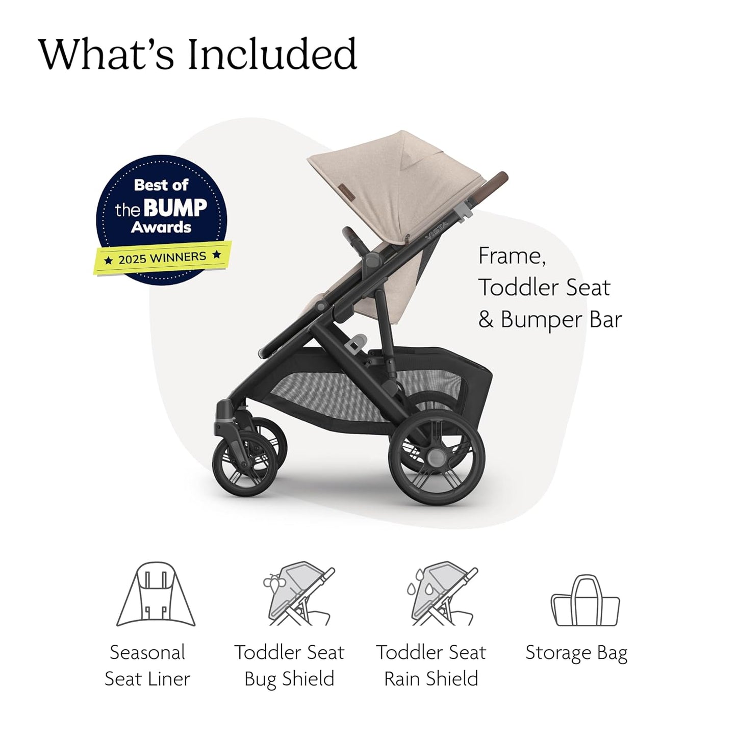 Uppababy Vista V3 Convertible Single-To-Double Stroller for Baby & Toddler, 30+ Configurations, Car Seat Compatible, All-Wheel Suspension, XL Basket – Ada (Sandstone Mélange/Carbon Frame)