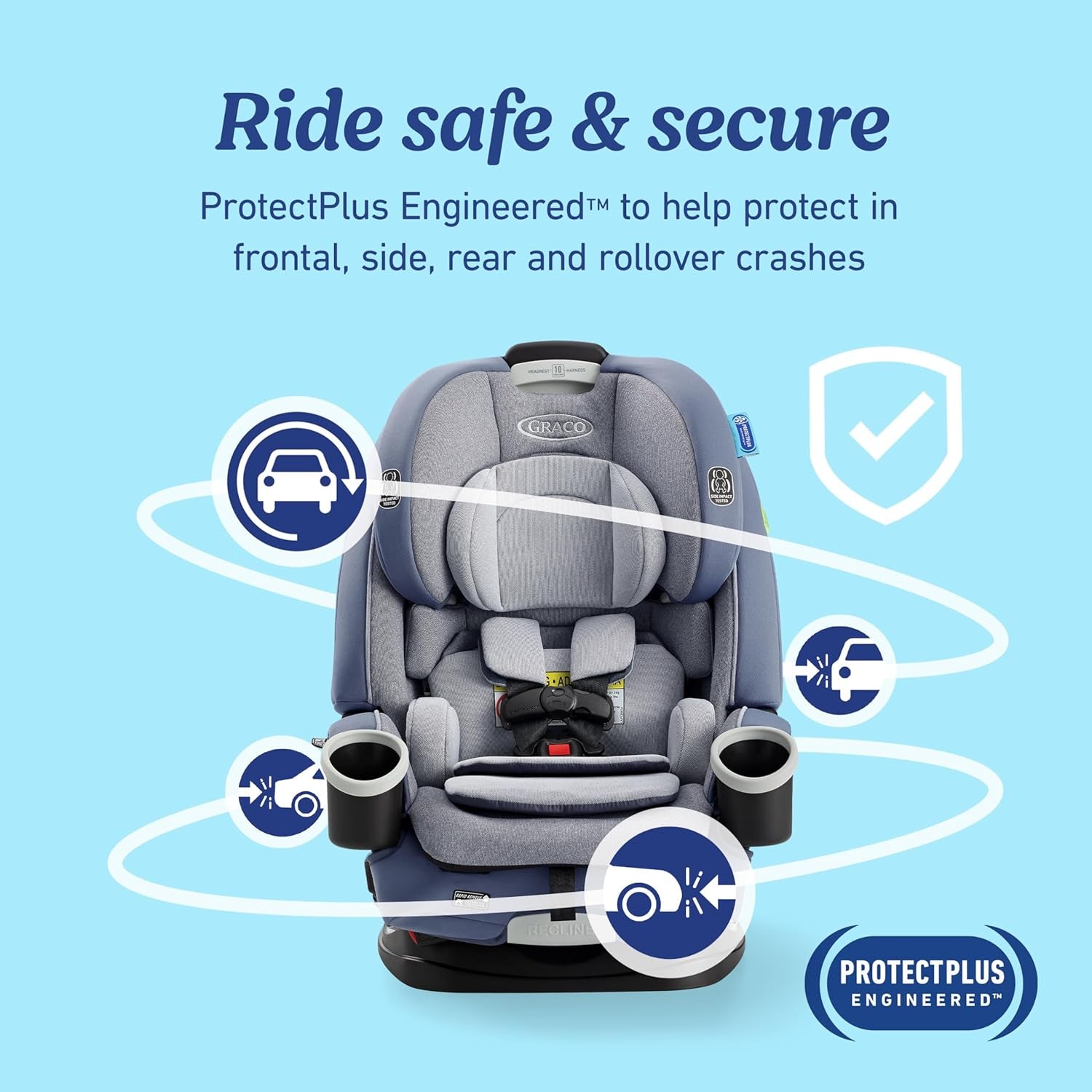 Graco 4Ever DLX 4-In-1 Car Seat, Charlie| Infant to Toddler Car Seat, with 10 Years of Use | Rear-Facing, Forward-Facing and Booster Modes | Safe, Comfortable and Convenient