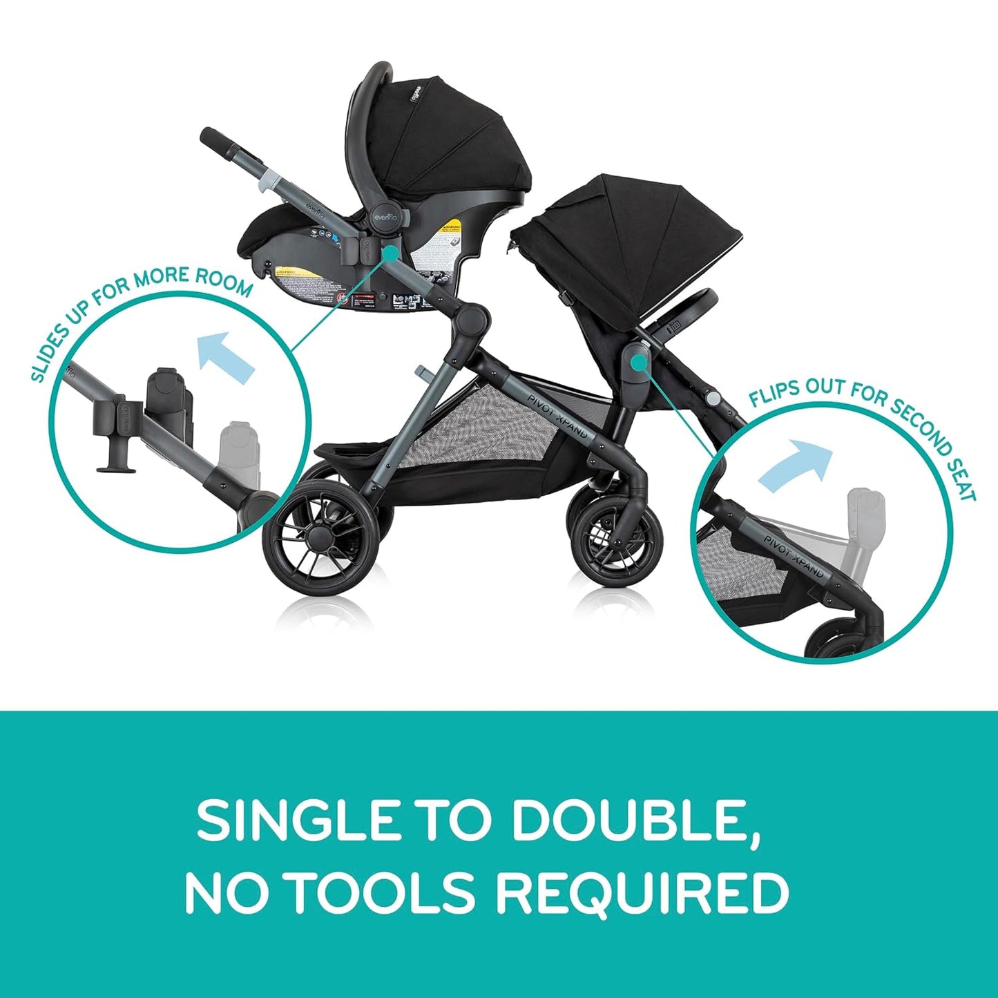 Pivot Xpand Modular Travel System with Litemax Infant Car Seat with Anti-Rebound Bar (Ayrshire Black)