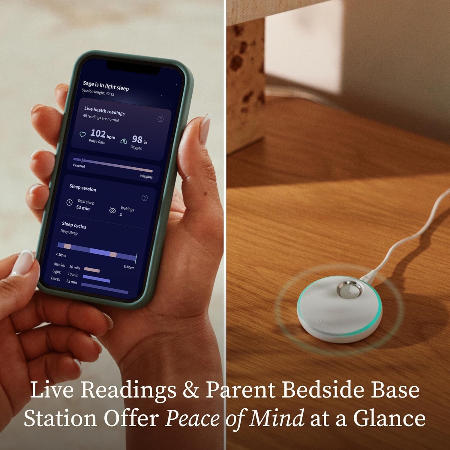 Owlet Dream Sock - Smart Baby Monitor with 2.4 Ghz Wi-Fi - Foot Sensor to Track Heartbeat and Oxygen O2 Levels in Infants - Notifications for Night Wakings, Movement and Sleep State - Bedtime Blue