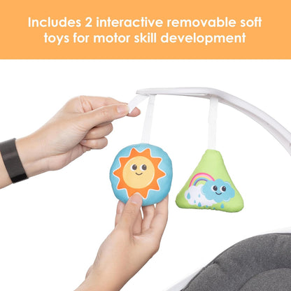 Baby Trend Numotion Infinity Swing – 5 Motion Modes, Touchscreen Control, Remote, Multi‑Position Recline & Hanging Toys – Dash Grey