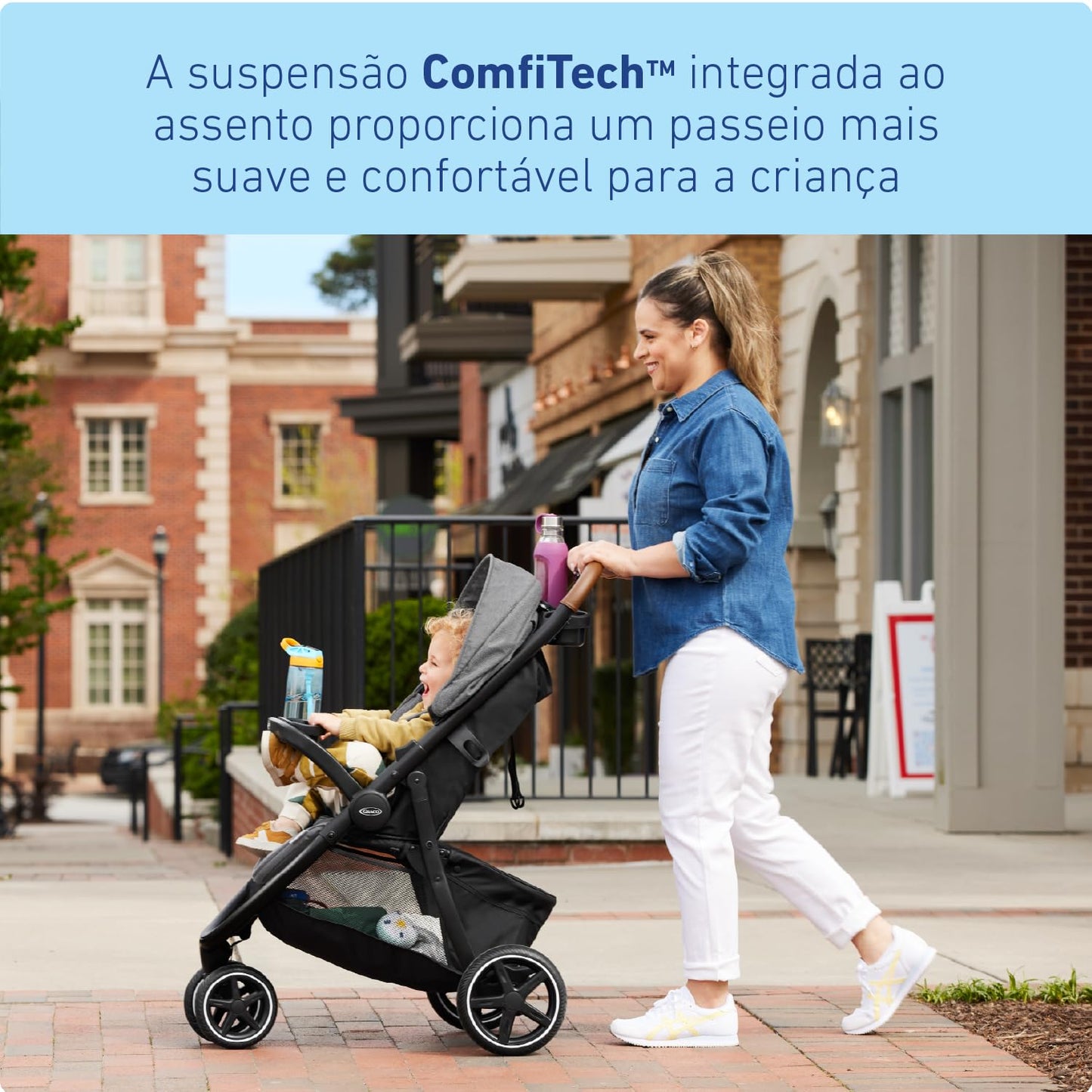 Graco Outpace LX All-Terrain 3-Wheel Baby Stroller, Cohen €” Compatible for Travel System, Easy One-Hand Fold, In-Seat Suspension for Comfortable Ride, Never-Flat Rubber Tires