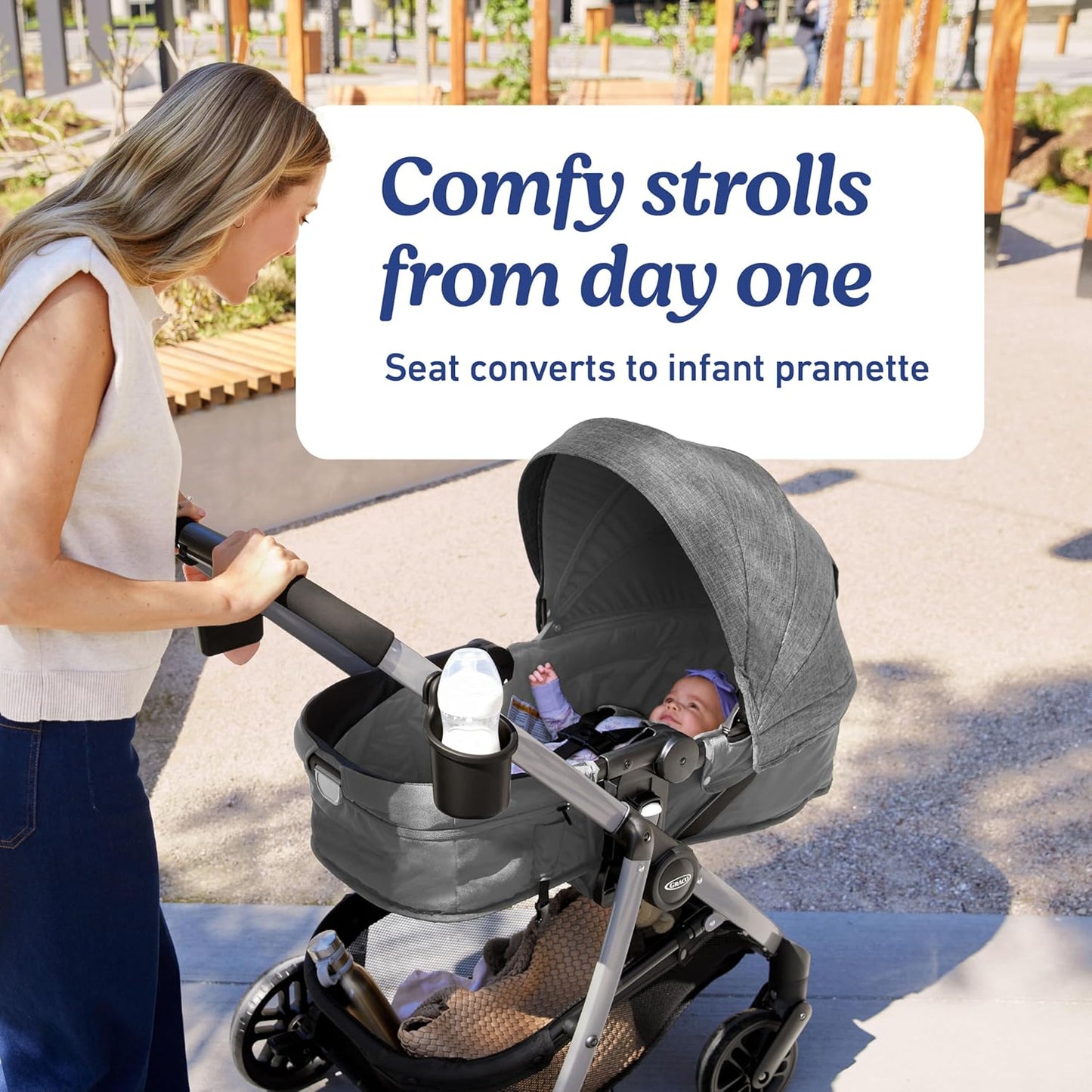 Modes Pramette Travel System, 3-In1 Modular Carseat Stroller Combo, Infant Car Seat Carrier to Toddler Stroller, Includes the Snugride 35 Car Seat, Ellington