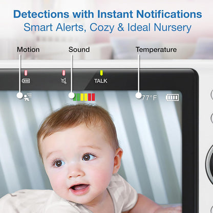 Vtech 2-Cameras Smart Wifi Baby Monitor with 1080P FHD Camera and 5" HD IPS Screen, Free App with Motion Video, Sound/Motion Detection and Notifications, Split-Screen, Pan-Tilt-Zoom: VM901-2HD