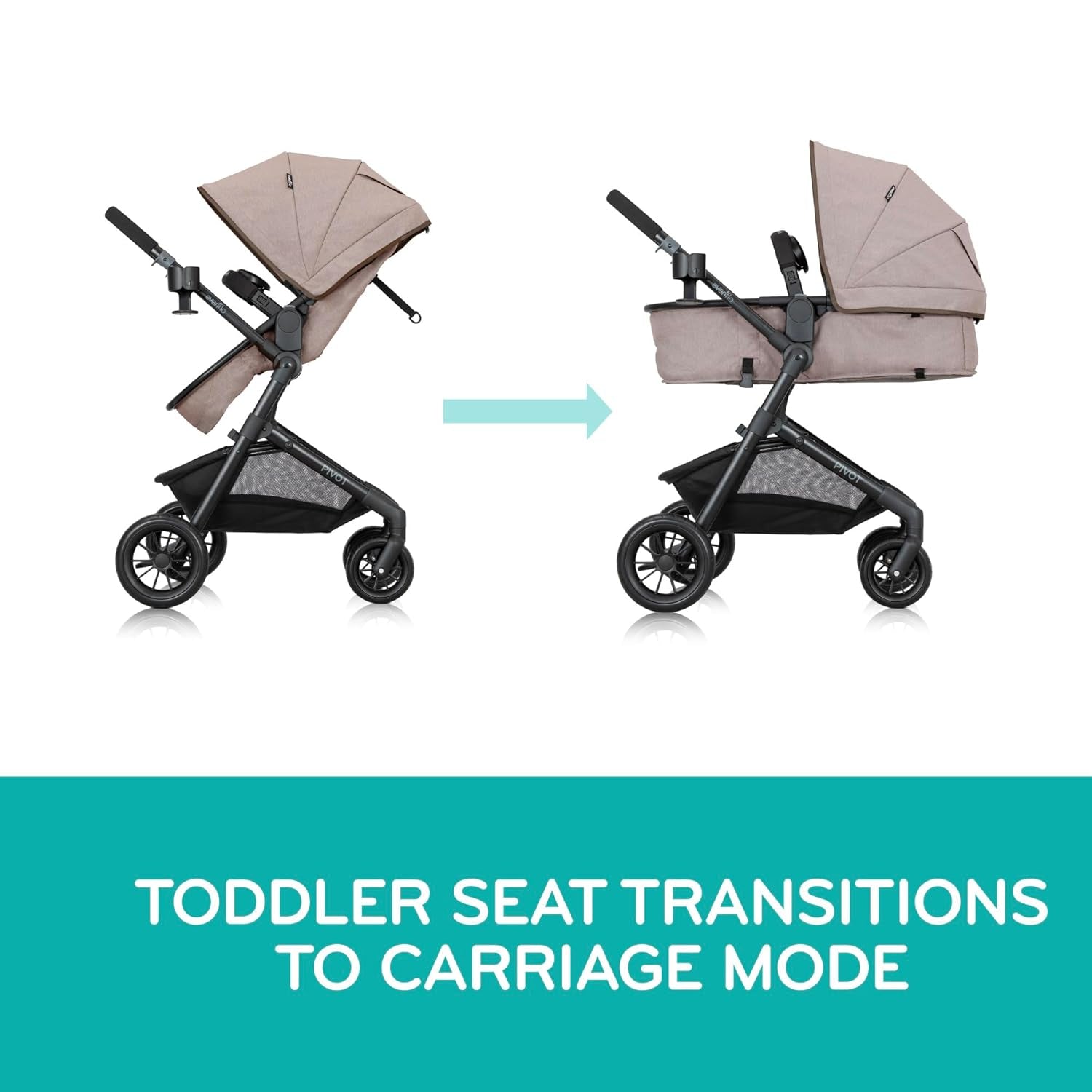 Evenflo Pivot Modular Travel System with Litemax Preemie and Infant Car Seat (Desert Tan)
