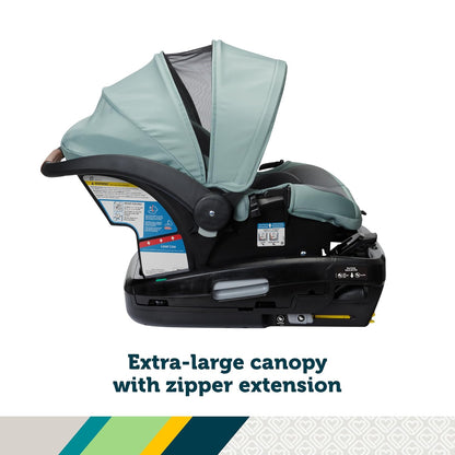 Safety 1St® Onboard™ Slide DLX Infant Car Seat W/Safetyslide™ Base, Easy-Install Rigid Latch, Lightweight Rear-Facing Seat, Newborn Carrier, Extra-Large Canopy, Travel System Ready, Dusty Green