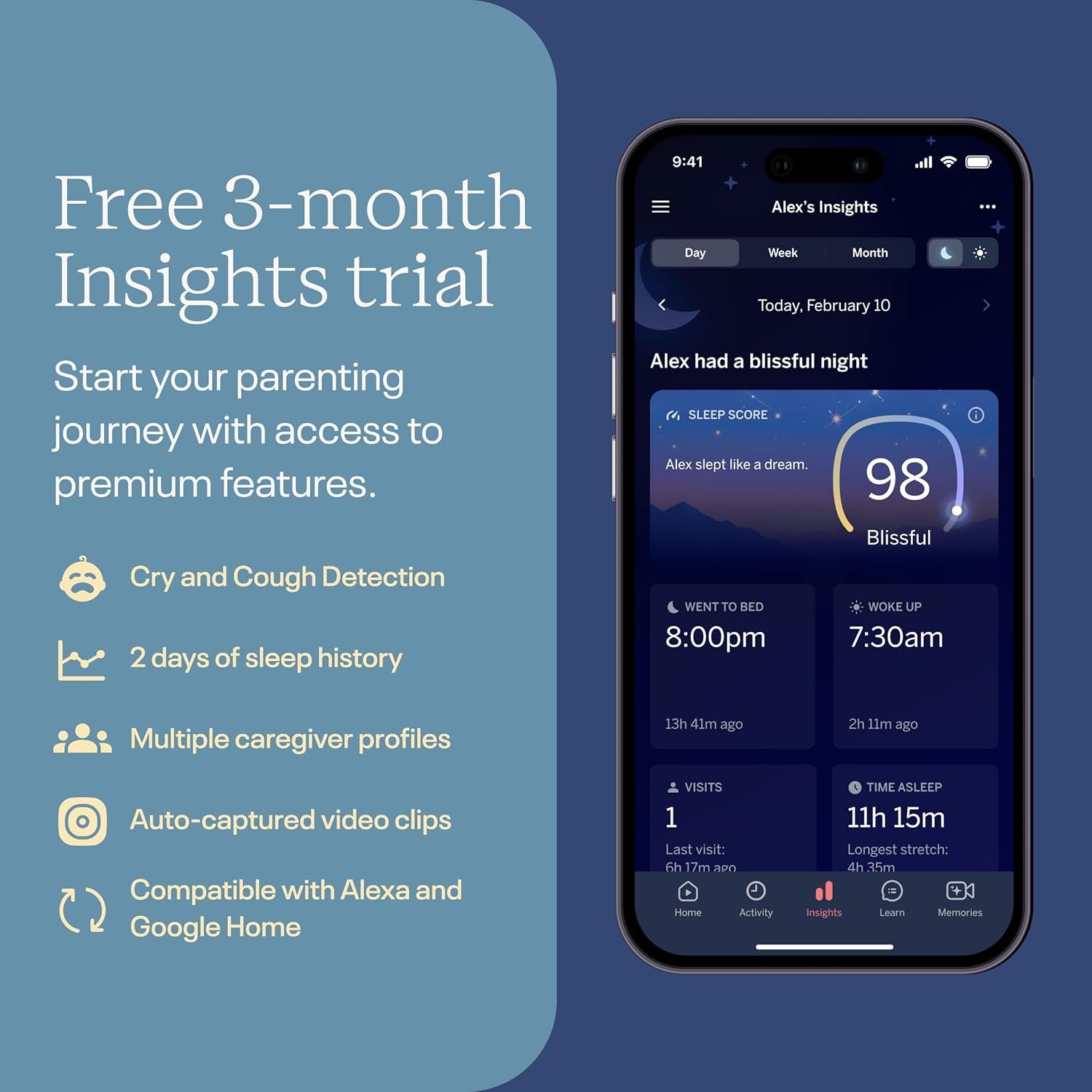 Nanit Pro Smart Baby Monitor - 1080P Wi-Fi Video Camera, 2-Way Audio, See Your Baby from Anywhere, Sound/Motion/Cry Notifications, Night Vision