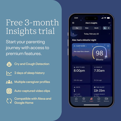 Nanit Pro Smart Baby Monitor - 1080P Wi-Fi Video Camera, 2-Way Audio, See Your Baby from Anywhere, Sound/Motion/Cry Notifications, Night Vision