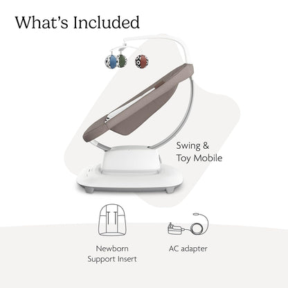 Uppababy Mamaroo Smart Swing – Customizable Soothing Modes with Motionsync Technology – Infant Recline + Bluetooth Enabled – Included Newborn Insert – Wells (Dark Taupe Mélange)