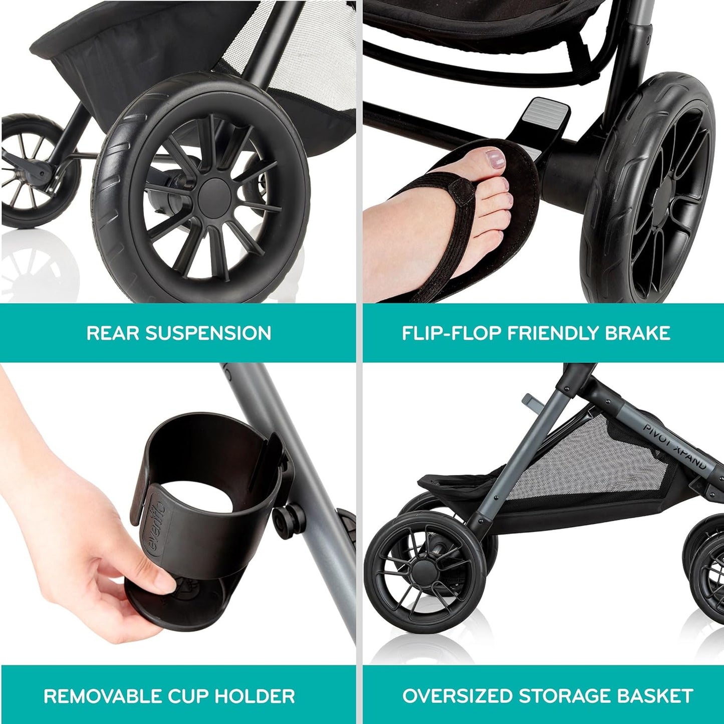 Pivot Xpand Modular Travel System with Litemax Infant Car Seat with Anti-Rebound Bar (Ayrshire Black)