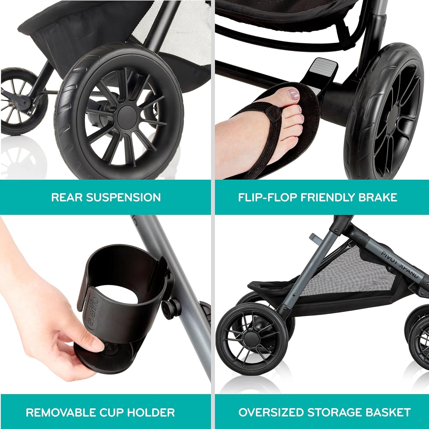 Pivot Xpand Modular Travel System with Litemax Infant Car Seat with Anti-Rebound Bar (Ayrshire Black)