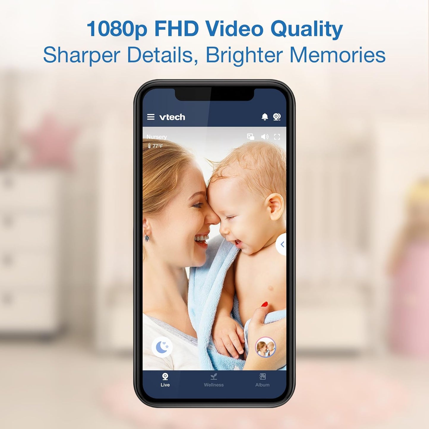 Vtech 2-Cameras Smart Wifi Baby Monitor with 1080P FHD Camera and 5" HD IPS Screen, Free App with Motion Video, Sound/Motion Detection and Notifications, Split-Screen, Pan-Tilt-Zoom: VM901-2HD