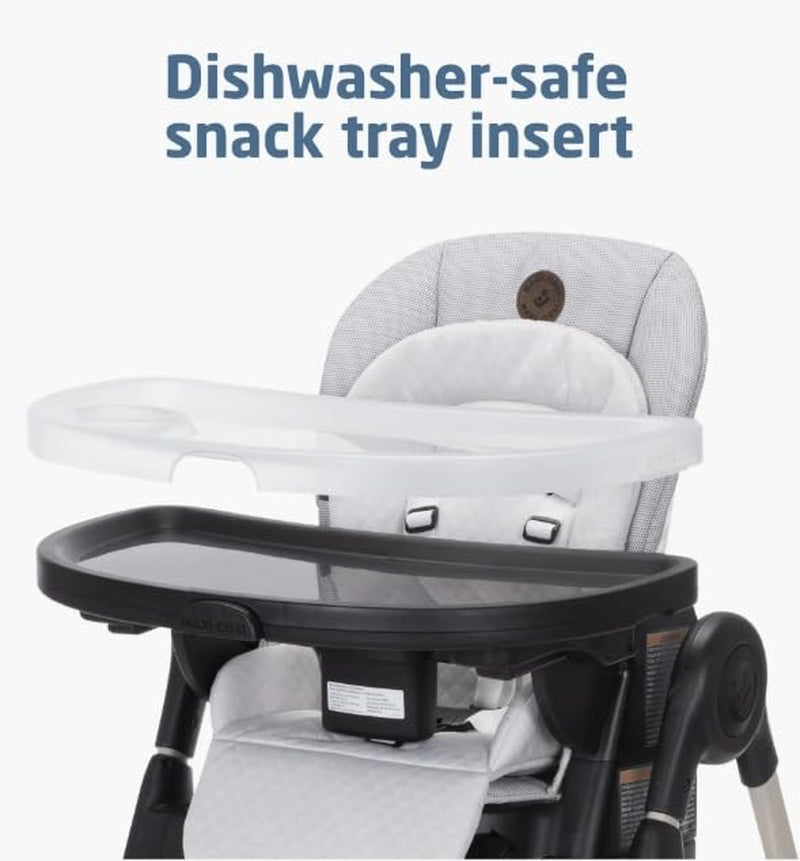 Maxi-Cosi Minla 6-In-1 High Chair for Babies & Toddlers, Portable Foldable Highchair, Ecocare Fabric, 9 Heights, 5 Reclines, 4 Tray Positions, Onyx Sand