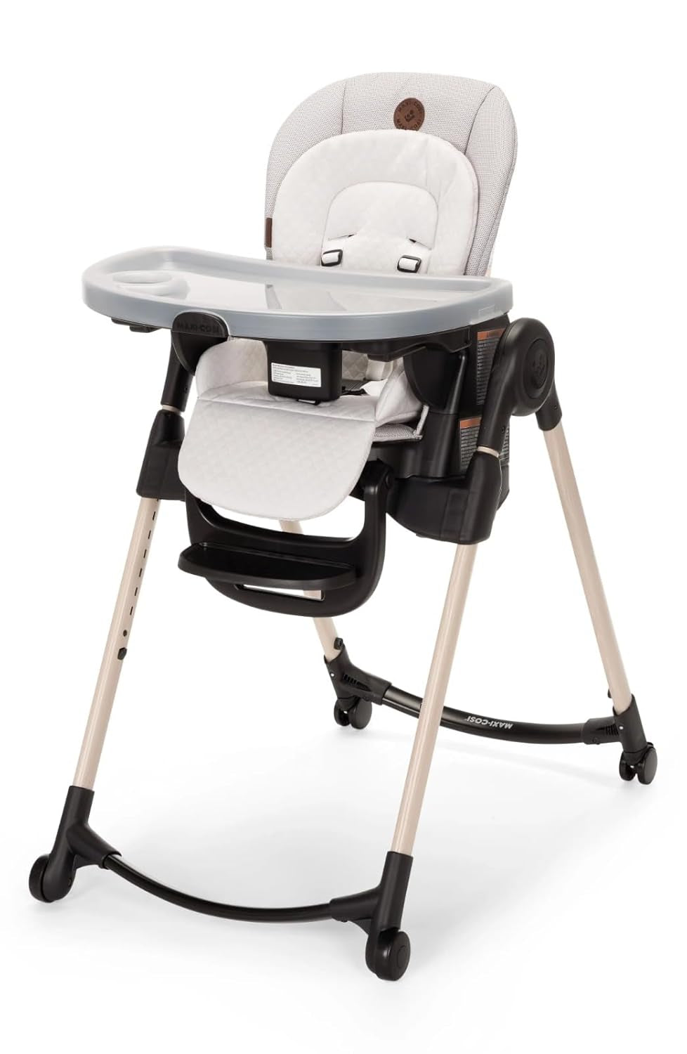 Maxi-Cosi Minla 6-In-1 High Chair for Babies & Toddlers, Portable Foldable Highchair, Ecocare Fabric, 9 Heights, 5 Reclines, 4 Tray Positions, Onyx Sand