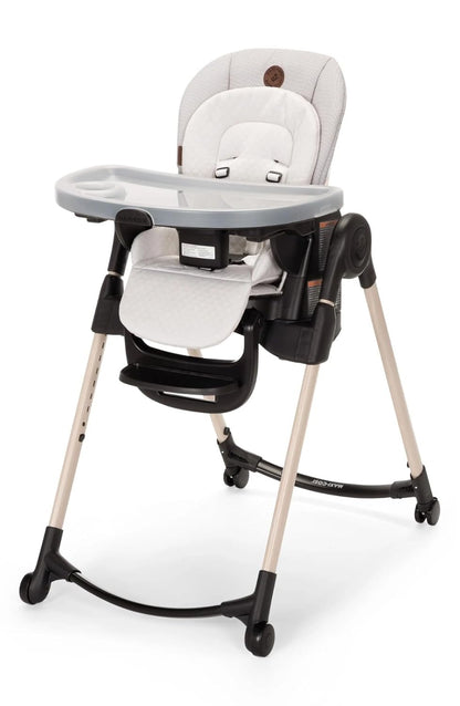Maxi-Cosi Minla 6-In-1 High Chair for Babies & Toddlers, Portable Foldable Highchair, Ecocare Fabric, 9 Heights, 5 Reclines, 4 Tray Positions, Onyx Sand