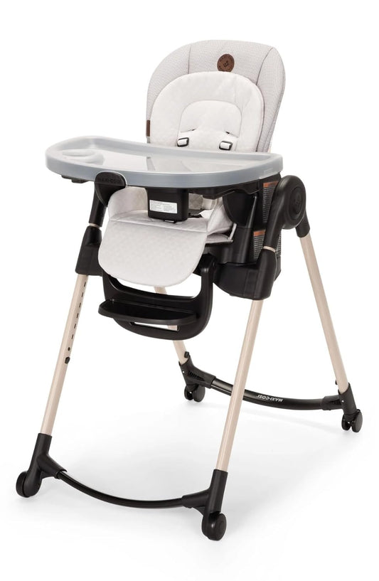 Maxi-Cosi Minla 6-In-1 High Chair for Babies & Toddlers, Portable Foldable Highchair, Ecocare Fabric, 9 Heights, 5 Reclines, 4 Tray Positions, Onyx Sand