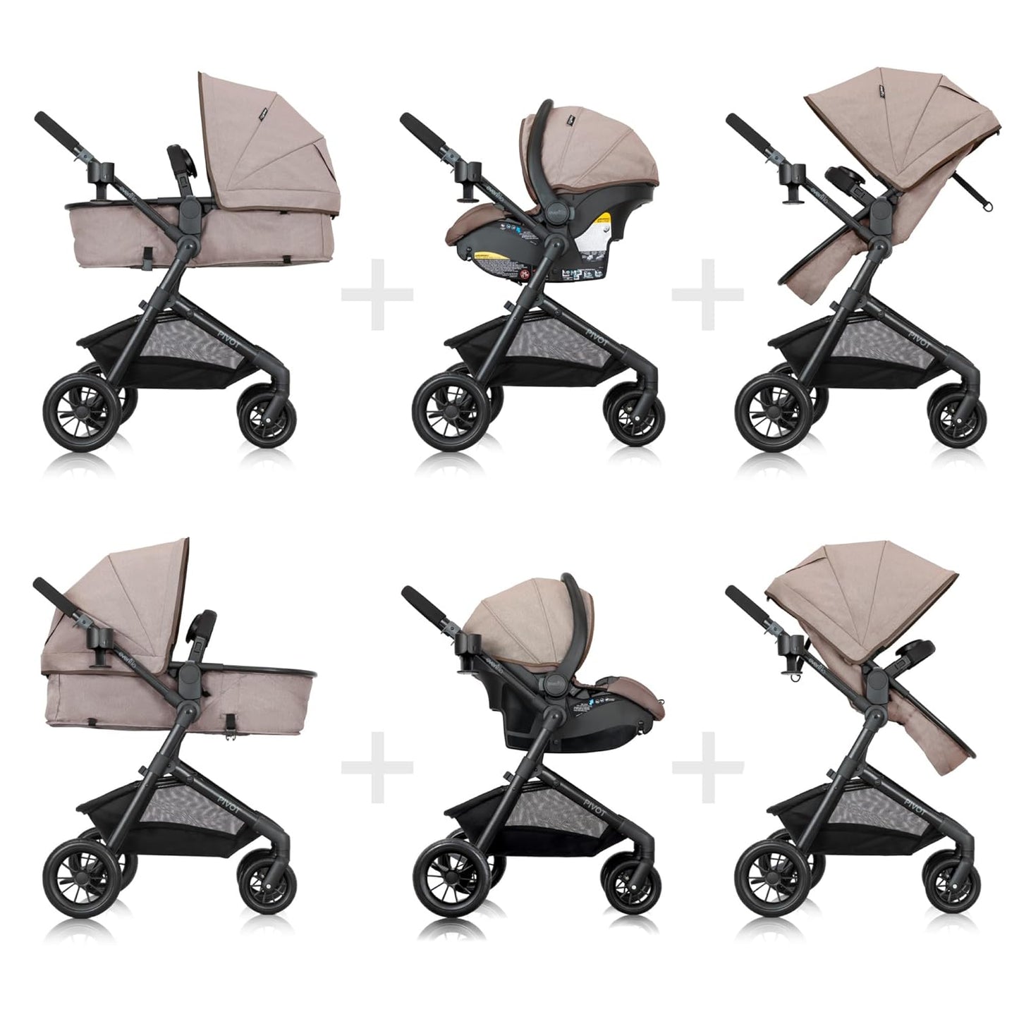 Evenflo Pivot Modular Travel System with Litemax Preemie and Infant Car Seat (Desert Tan)