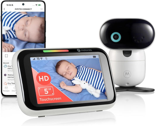 Motorola Nursery PIP1710 Connect Baby Monitor with AI Cry Detection & Translation | Wi-Fi HD Camera, 5" Touch Screen Parent Unit, App Monitoring, Night Vision