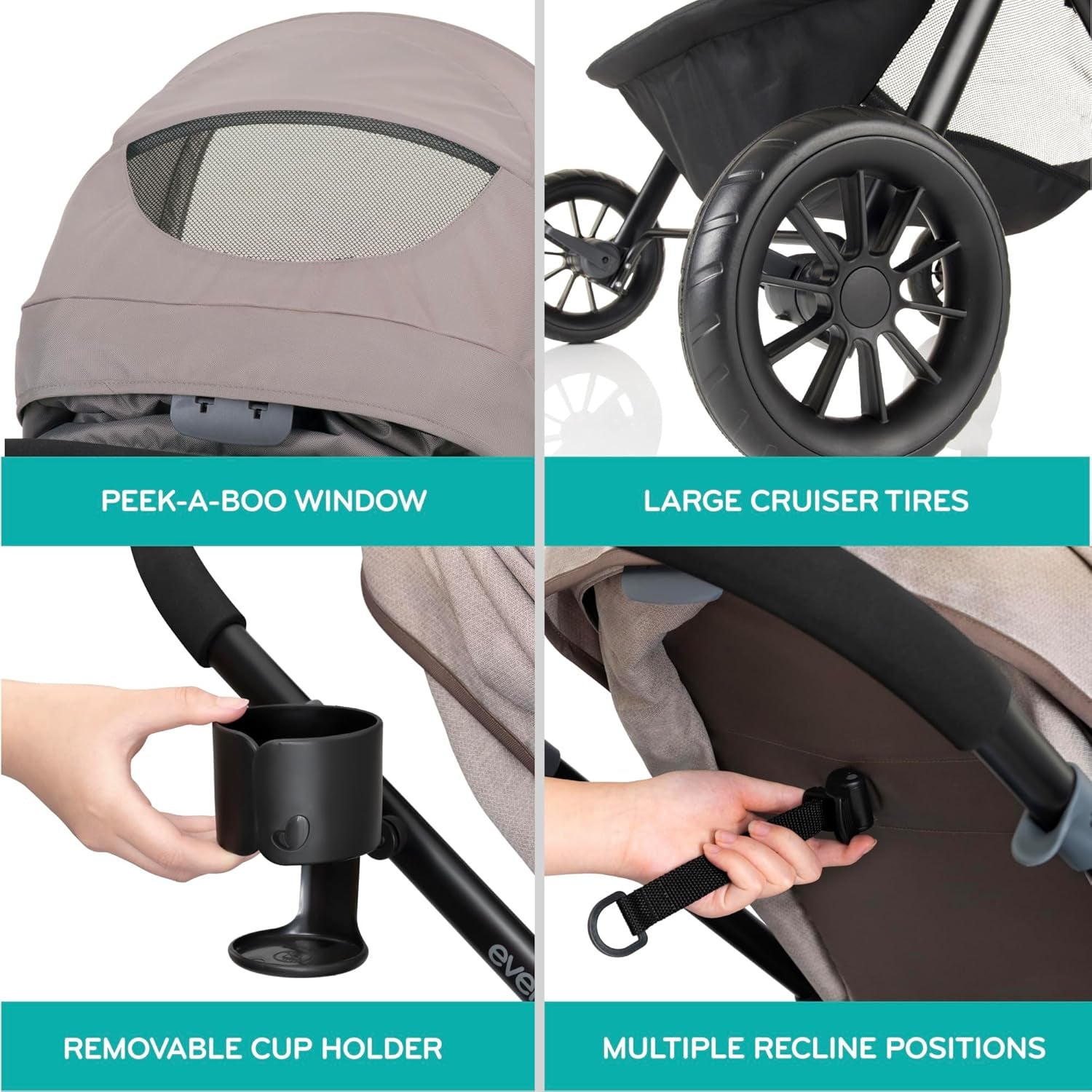 Evenflo Pivot Modular Travel System with Litemax Preemie and Infant Car Seat (Desert Tan)