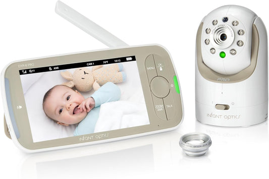 Infant Optics DXR-8 PRO Video Baby Monitor, 720P HD Resolution 5" Display, Patented A.N.R. (Active Noise Reduction), No Wifi, Pan Tilt Zoom, and Interchangeable Lenses