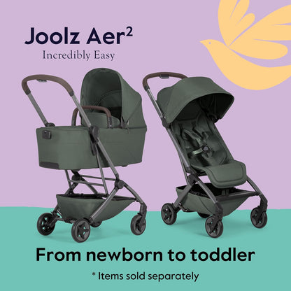 Joolz Aer2 Lightweight Travel Stroller for Baby & Toddler – Ultra-Compact One-Hand Foldable Stroller, Reclining Seat, UPF 50+ Canopy, Adjustable Leg Rest, Carry-On & Airplane Approved (Forest Green)
