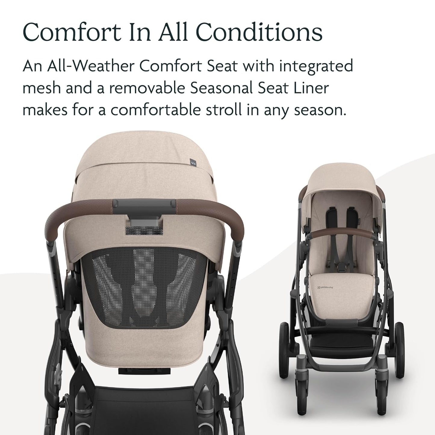 Uppababy Vista V3 Convertible Single-To-Double Stroller for Baby & Toddler, 30+ Configurations, Car Seat Compatible, All-Wheel Suspension, XL Basket – Ada (Sandstone Mélange/Carbon Frame)