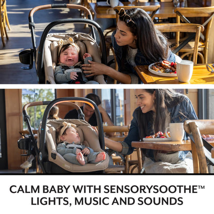 Evenflo Shyft Intuiti+ Travel System Featuring Revolve180 Litemax™ NXT Rotating Rear-Facing Lightweight Preemie and Infant Car Seat with Sensorysoothe 3-30 Lbs. (Angler Tweed)