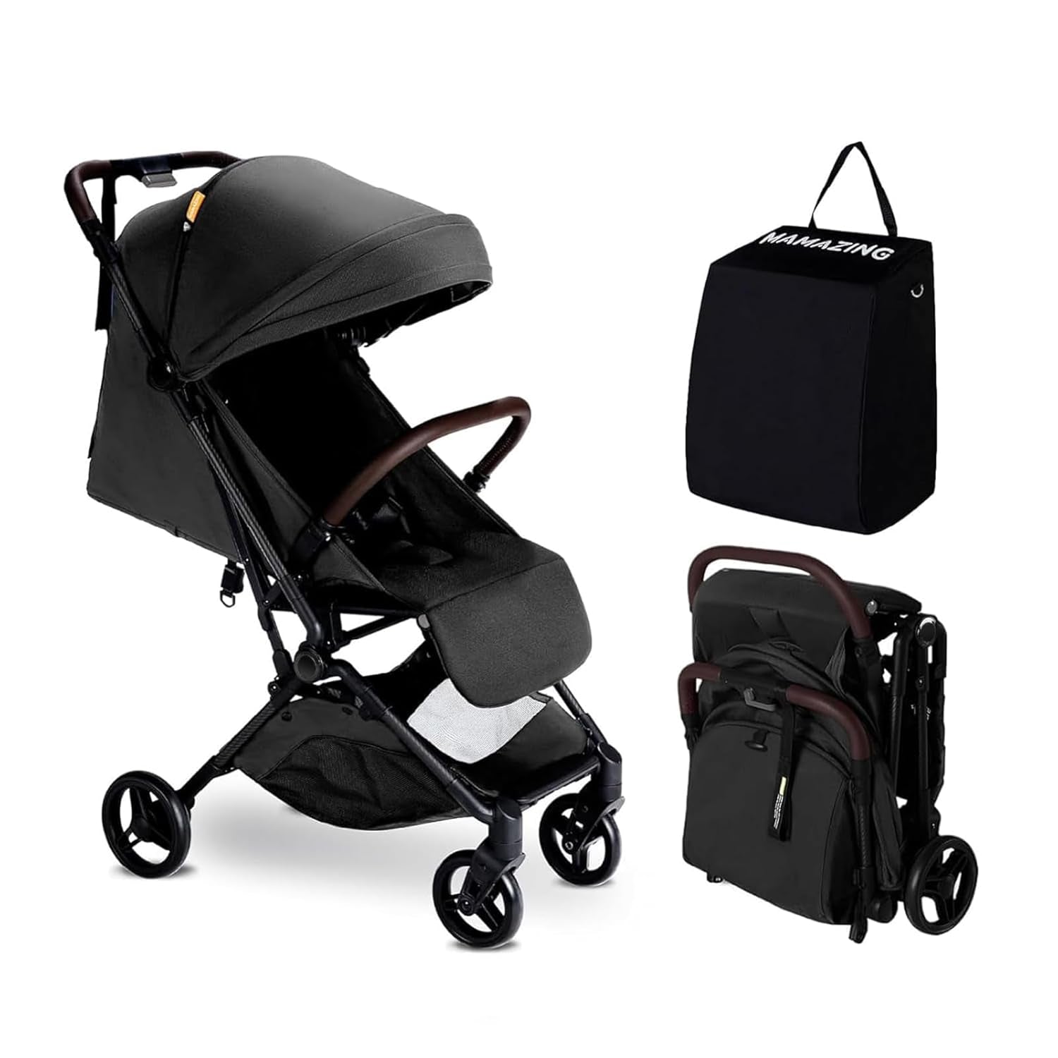 MAMAZING Ultra Air Lightweight Baby Travel Stroller with Carbon Fiber Frame, Compact & Airplane-Friendly, One-Handed Fold, 11.6 Lbs, Perfect for Toddlers, Jet