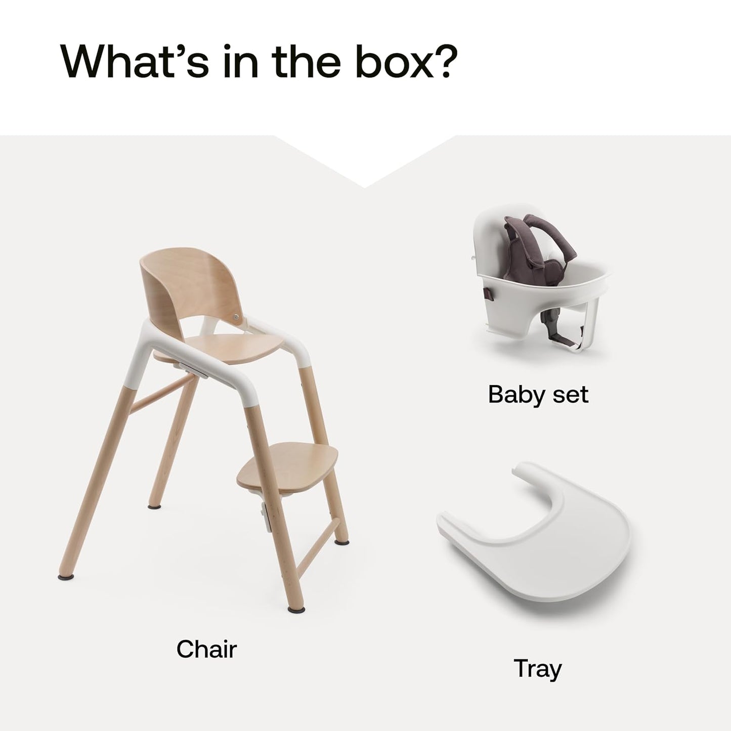 Bugaboo Giraffe Wooden Baby High Chair, Adjustable in 1 Second, Easy to Clean, Safe and Ergonomic Highchair, Suitable from Birth in Combination with Newborn Set (Sold Separately), Warm Wood/Grey