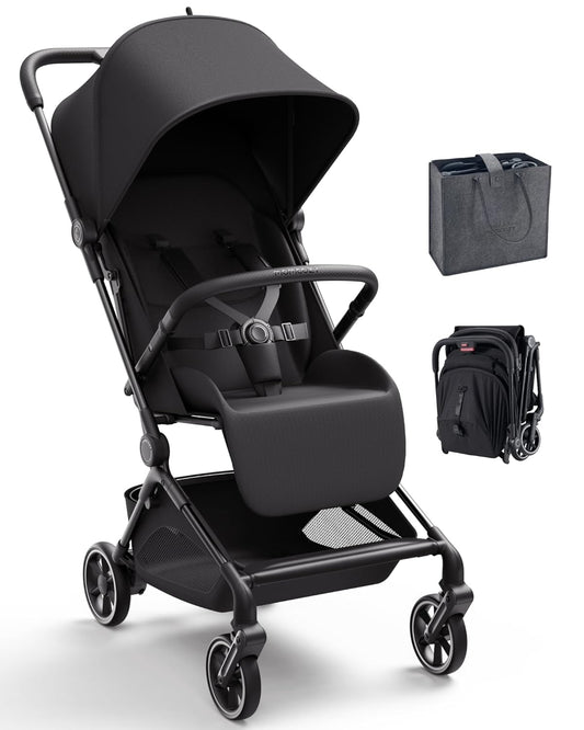 Momcozy Tuckgo Lightweight Travel Stroller, One Click Fold for Toddlers 6M-3Y, 33L Bottom Storage, Compact Easier Air Travel, Travel Bag Included, 3-Position Recline, UPF 50+ Canopy, 5-Point Harness
