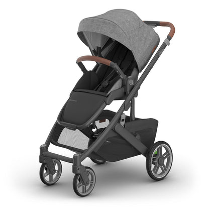Uppababy Cruz V3 Stroller - from Birth + Car Seat Compatible - Full-Size, Reversible Seat - Infant Insert, Bug and Rain Shields Included - Greyson (Charcoal Mélange/Carbon Frame/Saddle Leather)