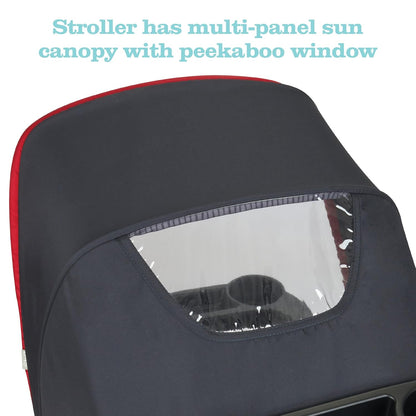 Disney Baby Minnie Mouse Simple Fold LX Travel System, Lift to Fold Compactly in Less than a Second for Easy Storage; Self-Standing When Folded, Minnie Dot Party