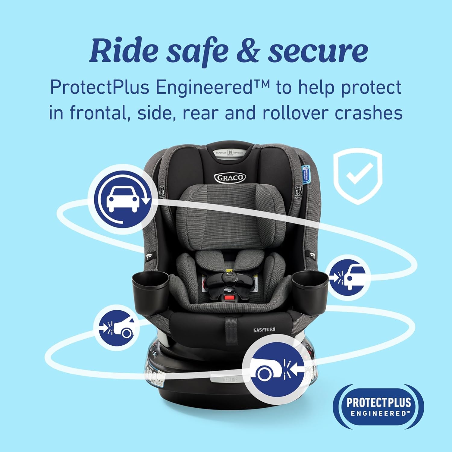 Graco Easyturn 360 2-In-1 Convertible Car Seat, 360 Degree Rotating Infant to Toddler Rotating Car Seat, 2 Modes Forward and Rear Facing, Slim Design, Cyran