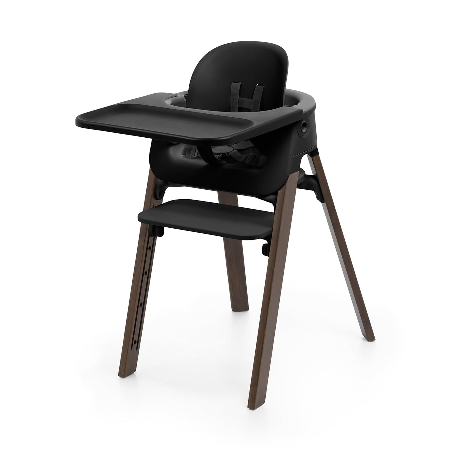 Stokke Steps High Chair for Babies & Children from 6 Months to 10 Years – 2-In-1 Adjustable & Ergonomic Design – Removable Baby Set, Tray & Safety Harness – 18.9 X 24.4 X 34.7 – Black/Warm Brown