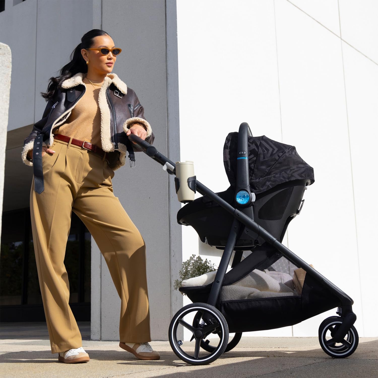 Evenflo Shyft Intuiti+ Travel System Featuring Revolve180 Litemax™ NXT Rotating Rear-Facing Lightweight Preemie and Infant Car Seat with Sensorysoothe 3-30 Lbs. (Angler Tweed)