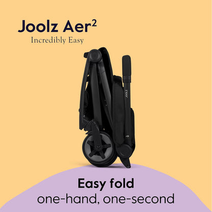 Joolz Aer2 Lightweight Travel Stroller for Baby & Toddler – Ultra-Compact One-Hand Foldable Stroller, Reclining Seat, UPF 50+ Canopy, Adjustable Leg Rest, Carry-On & Airplane Approved (Space Black)
