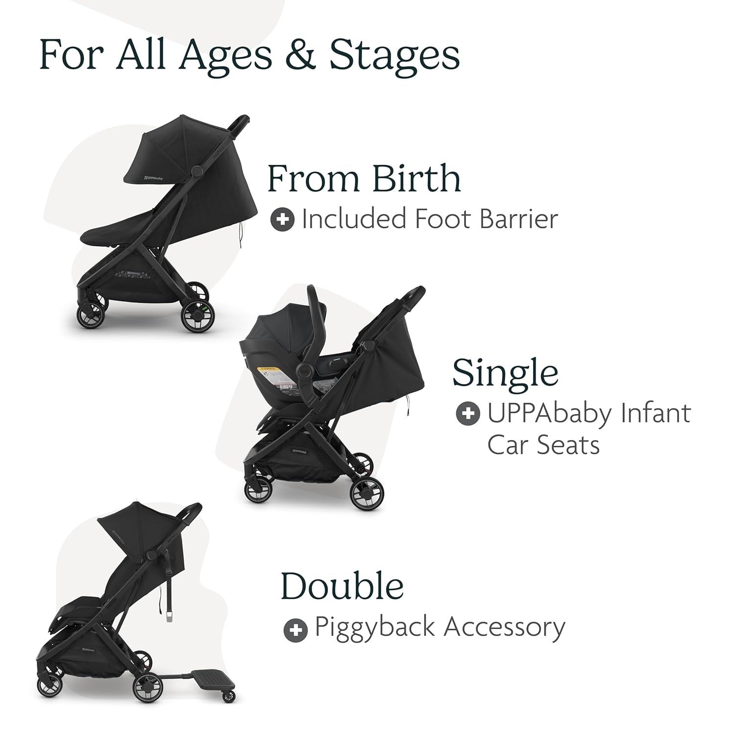 Uppababy Minu V3 Travel Stroller | Lightweight + Compact Design | One-Hand Fold + Unfold | from Birth + Overhead Compatible | Dillan (Stone Blue/Carbon Frame/Sand Leather)