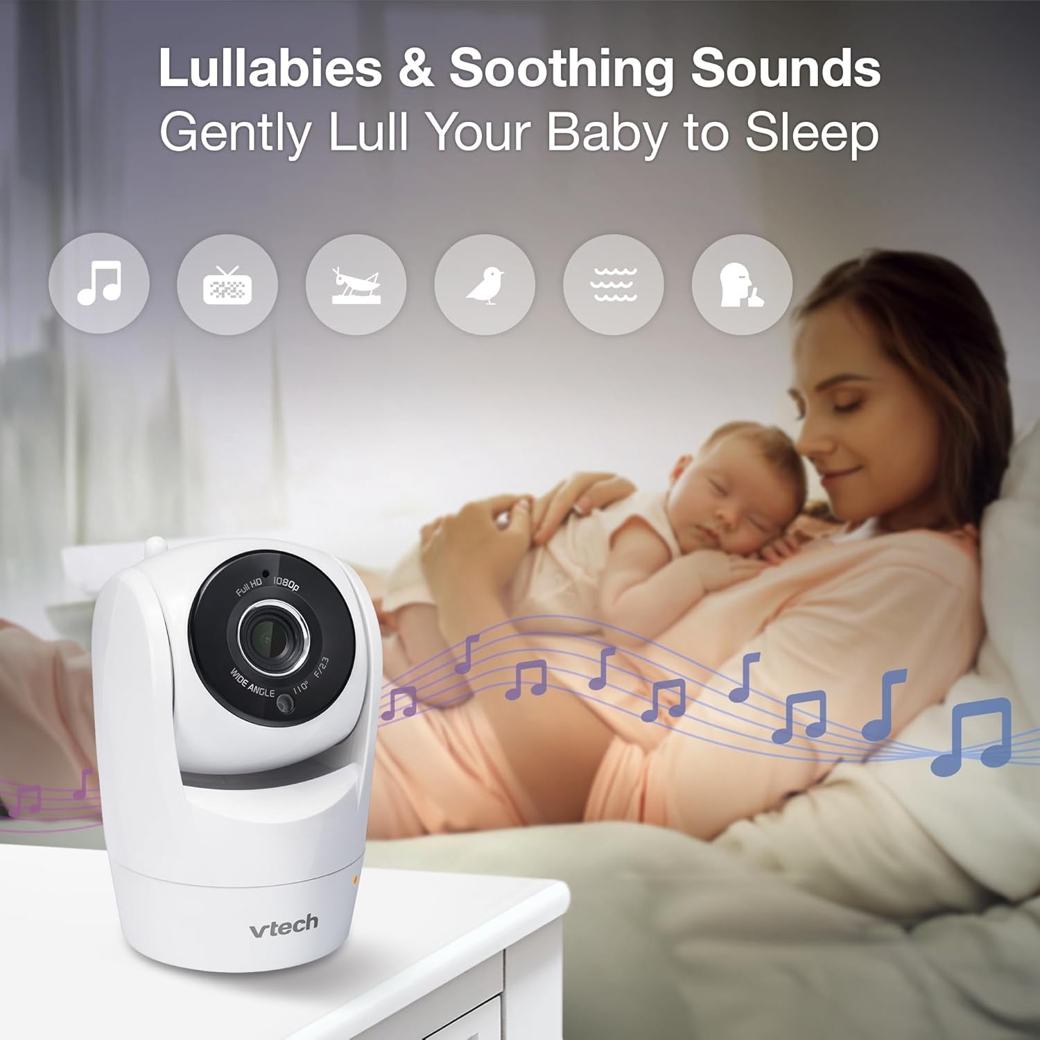 Vtech 2-Cameras Smart Wifi Baby Monitor with 1080P FHD Camera and 5" HD IPS Screen, Free App with Motion Video, Sound/Motion Detection and Notifications, Split-Screen, Pan-Tilt-Zoom: VM901-2HD