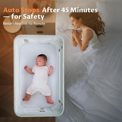 Vavasoo Electric Rocking Bassinet for Baby 3 Speeds Automatic Bedside Sleeper Auto Rolling Newborn Cradle Rocks Itself 5 Height Adjustable with Music, Wheels, Storage, Grey & White