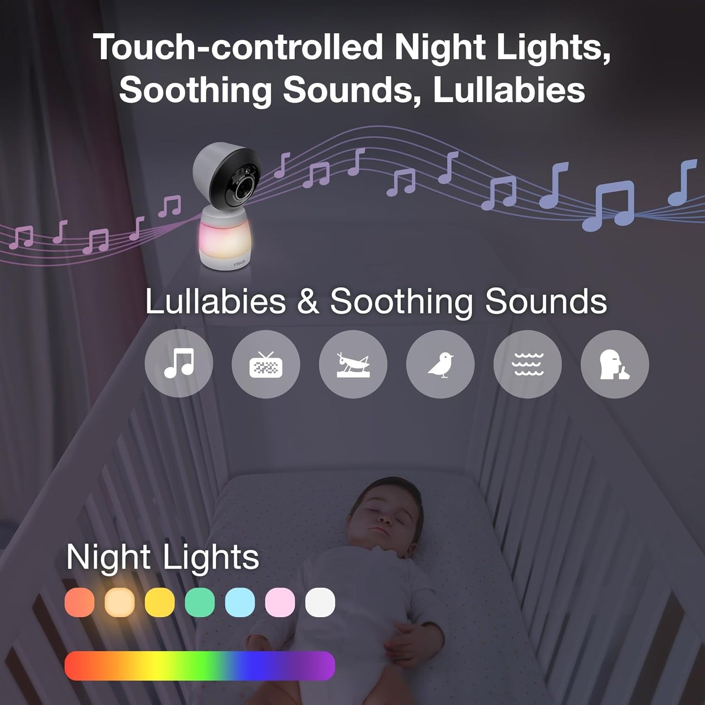 Vtech Smart Wifi Baby Monitor with 2 Cameras, 1080P FHD Video, Free App with Motion Videos, Sound/Motion Alerts, 7" IPS Split‑Screen Display, Pan‑Tilt‑Zoom, Dual‑Room Monitoring – Smart HQ Max Twin