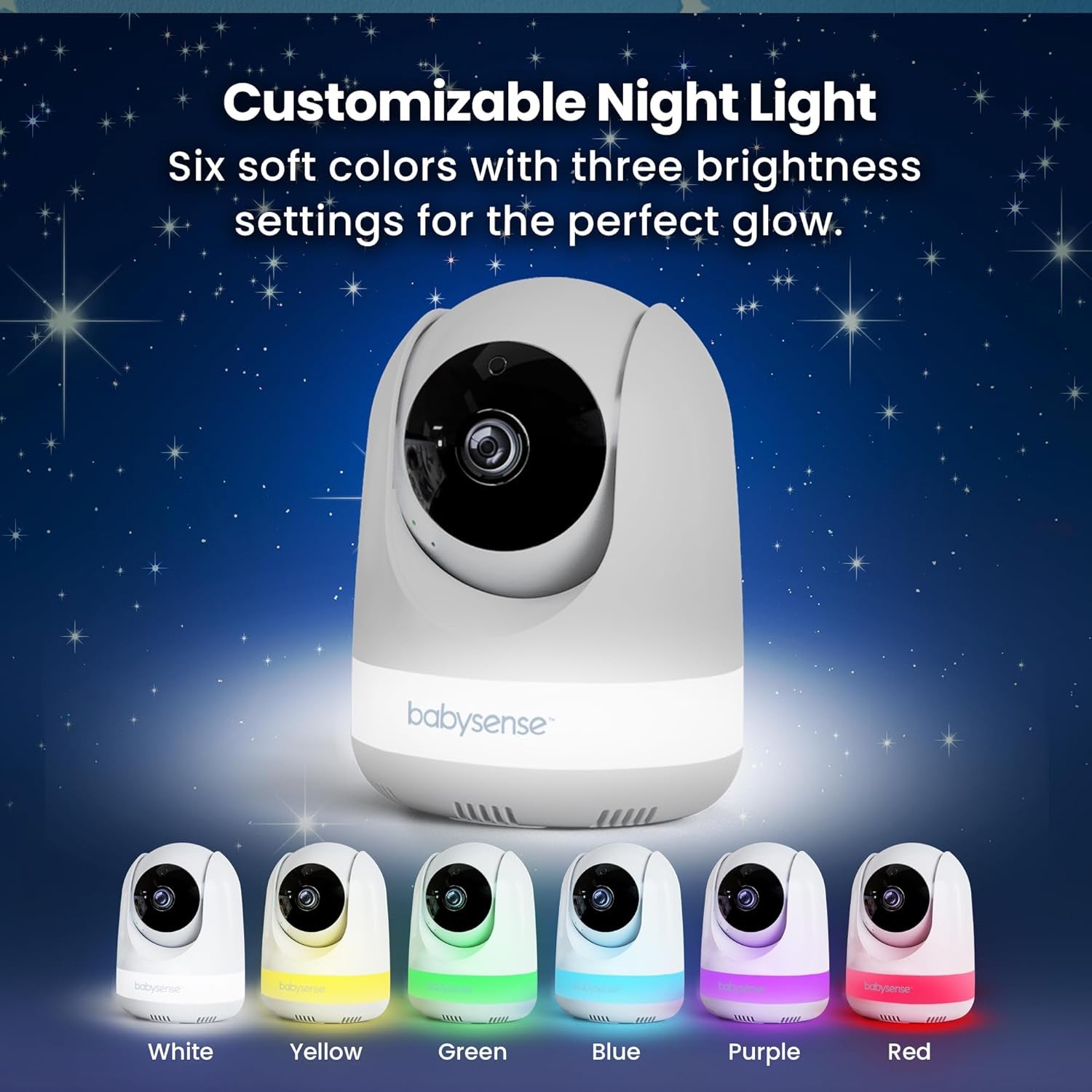 Babysense PRO Full HD 5.5" Split Screen Baby Monitor with 2 Cameras, 6-Color Night Light, White Noise, Sound & Light Machine, 20-Hour Battery, Hack-Proof Non-Wifi Secure Connection